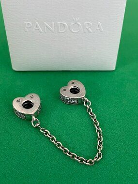 Pandora Sparkling Arc of Love Safety Chain Charm Sterling silver Charm
